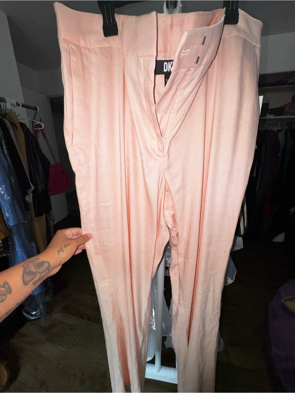 DKNY Peach Straight-Leg High-Rise Trousers